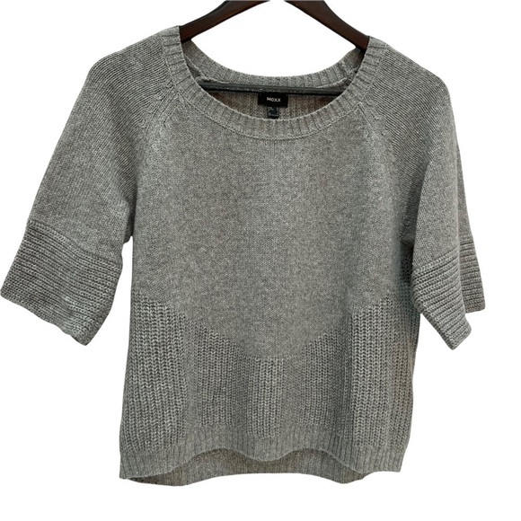 Mexx Grey Wool Blend Jewel Neckline Cropped Short Sleeve Sweater Size XS - Picture 1 of 10